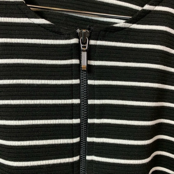 Apt. 9 Black Striped Zipper Front Long Sleeve Cardigan Jacket - Picture 4 of 11